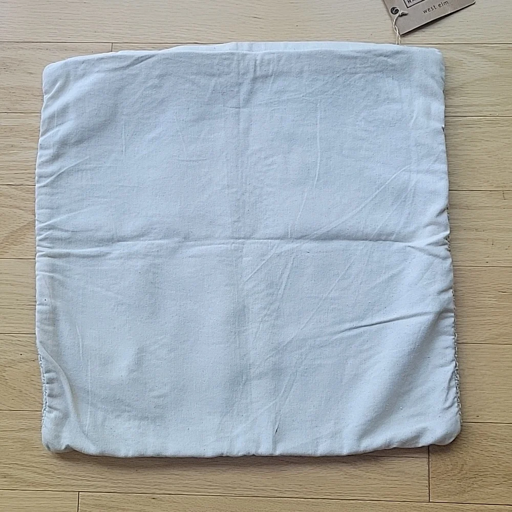 West Elm Hand Crafted Silver Metallic Yarn And Cotton Pillow Cover